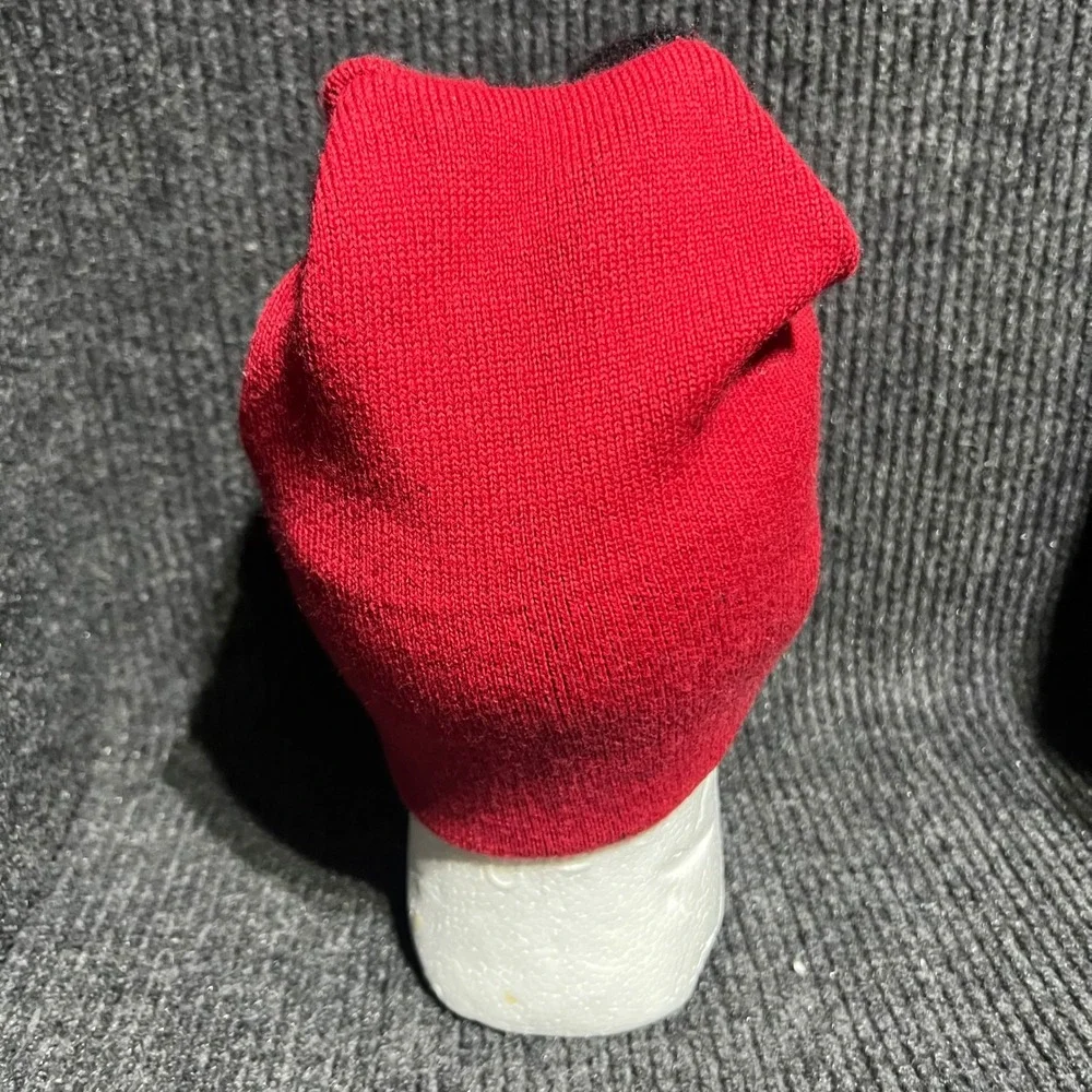 Vintage Polo Sport Beanie Mens OS Red Black Wool Crest Knit Hat 90s Ralph Lauren